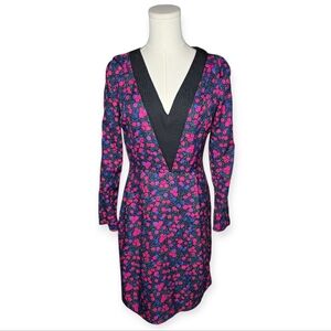 I Heart Ronson Floral Sheath Dress Long Sleeve V Neck Size 4